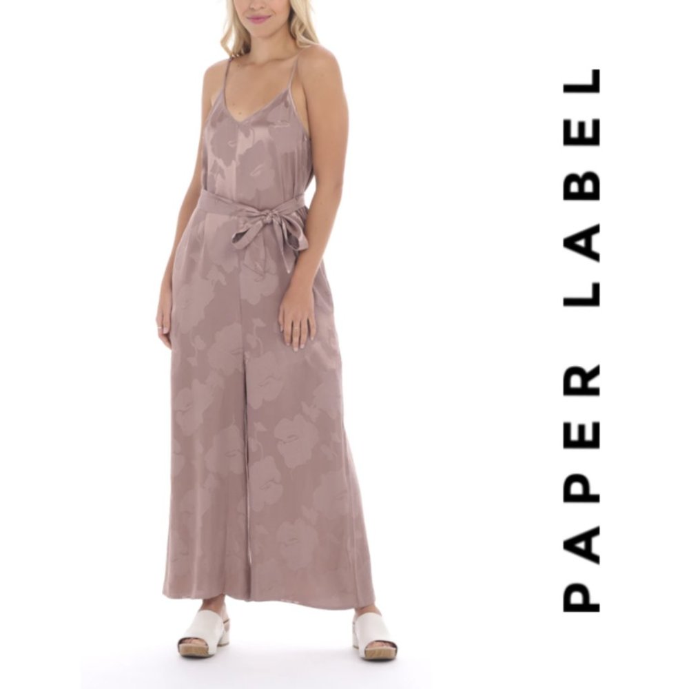 Paper Label Jacquard Jumpsuit Beige Sm, Med, & XLarge